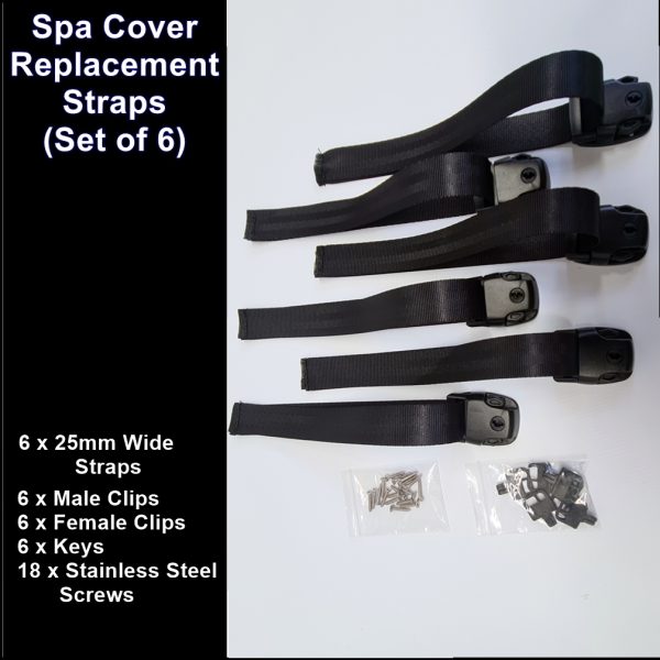 Replacement Outdoor Hot Tub Spa Pool Cover Straps with Clips x 6
